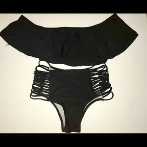 Black off the shoulder swim suit